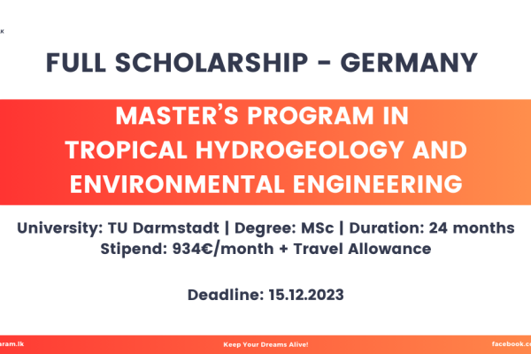 Tropical Hydrogeology and Environmental Engineering Master Program with DAAD Scholarship